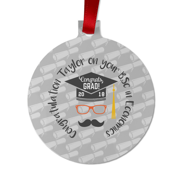 Custom Hipster Graduate Metal Ball Ornament - Double Sided w/ Name or Text