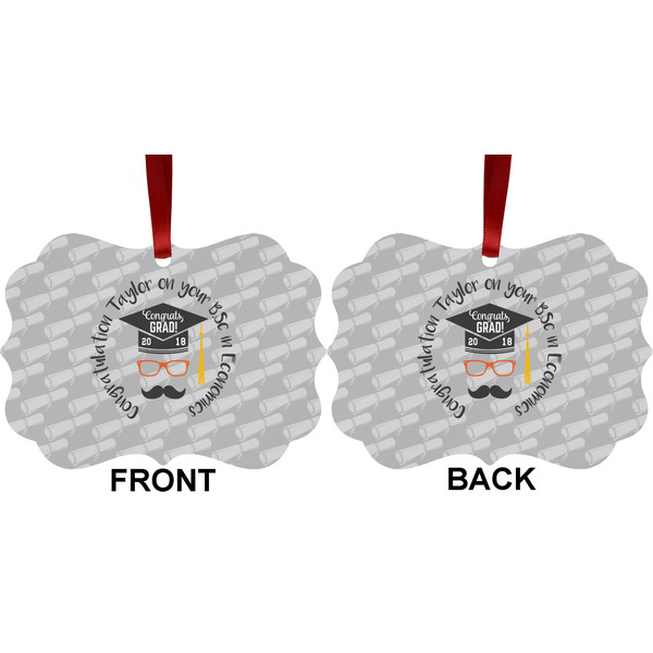 Hipster Graduate Metal Benilux Ornament - Front and Back (APPROVAL)