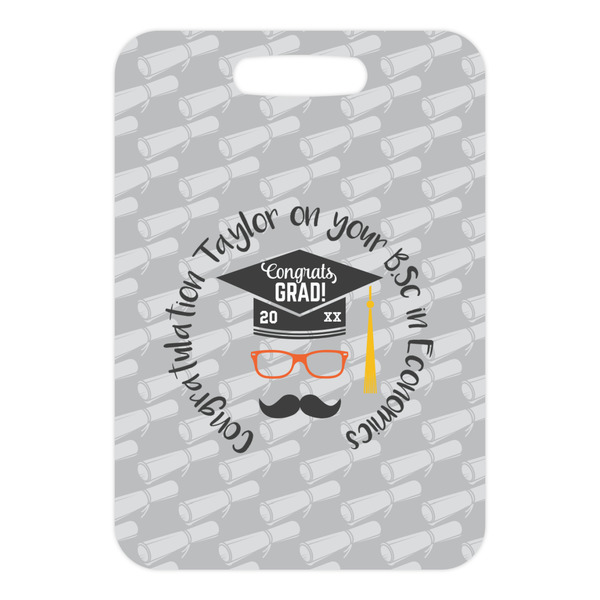 Hipster Graduate Metal Luggage Tag - Front Without Strap