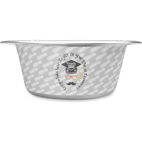Custom Hipster Graduate Stainless Steel Dog Bowl - Large (Personalized)