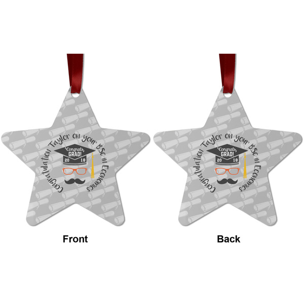 Hipster Graduate Metal Star Ornament - Front and Back