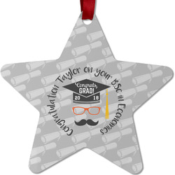 Hipster Graduate Metal Star Ornament - Double Sided w/ Name or Text