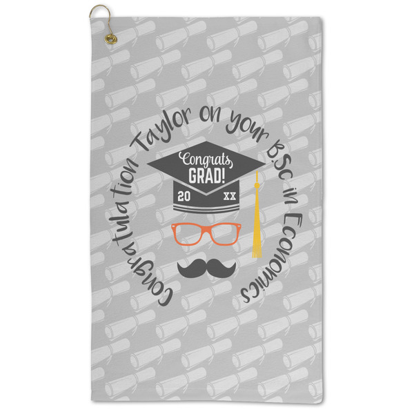 Custom Hipster Graduate Microfiber Golf Towel (Personalized)