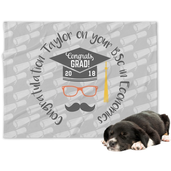 Custom Hipster Graduate Dog Blanket - Regular (Personalized)
