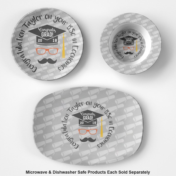 Hipster Graduate Microwave & Dishwasher Safe CP Plastic Dishware - Group