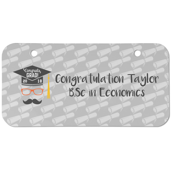 Custom Hipster Graduate Mini/Bicycle License Plate (2 Holes) (Personalized)