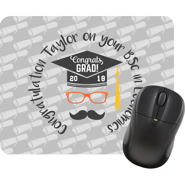 Custom Hipster Graduate Rectangular Mouse Pad (Personalized)