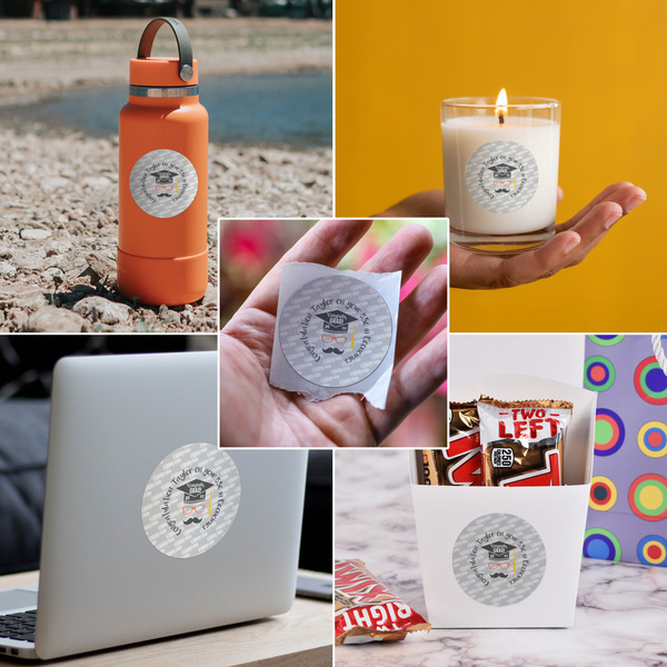 Hipster Graduate Multipurpose Round Labels - In Context
