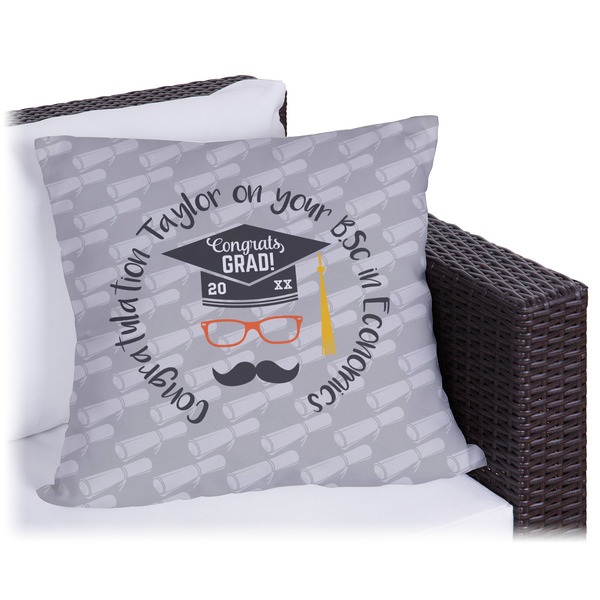 Custom Hipster Graduate Outdoor Pillow - 20" (Personalized)