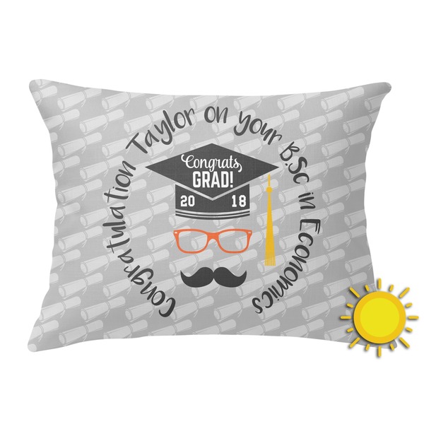 Custom Hipster Graduate Outdoor Throw Pillow (Rectangular) (Personalized)