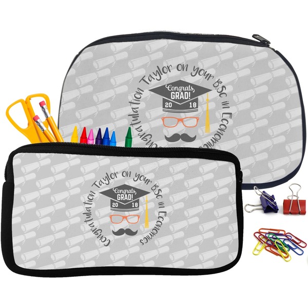Hipster Graduate Pencil / School Supplies Bags Small and Medium
