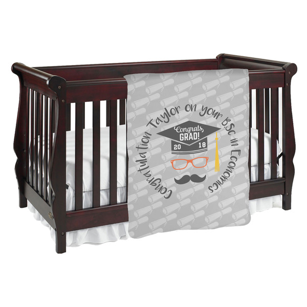 Custom Hipster Graduate Baby Blanket (Personalized)