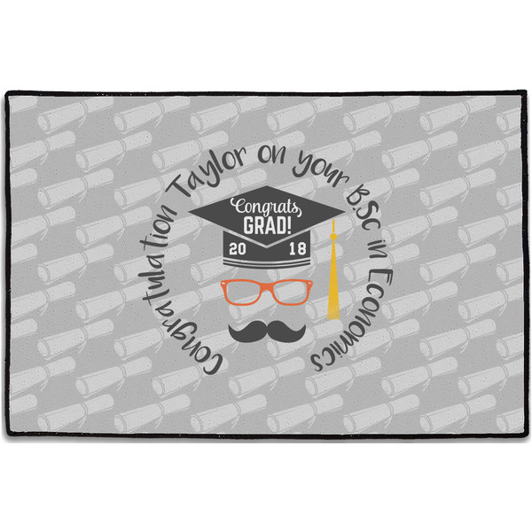 Custom Hipster Graduate Door Mat - 36"x24" (Personalized)