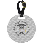 Hipster Graduate Plastic Luggage Tag - Round (Personalized)