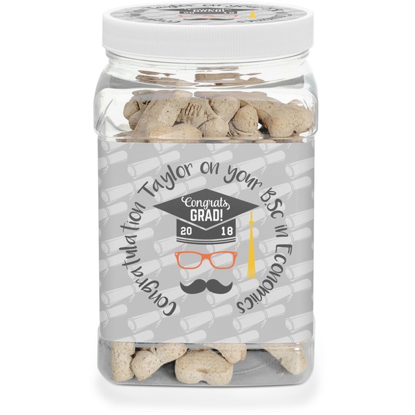 Custom Hipster Graduate Dog Treat Jar (Personalized)