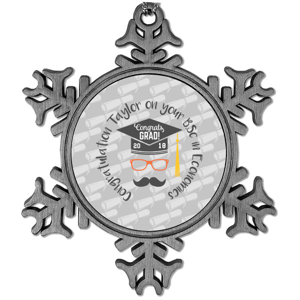 Custom Hipster Graduate Vintage Snowflake Ornament (Personalized)