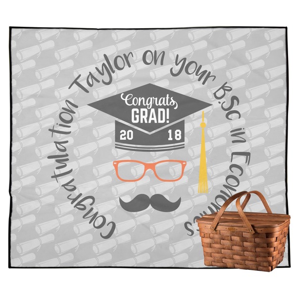 Custom Hipster Graduate Outdoor Picnic Blanket (Personalized)