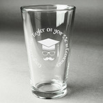 Hipster Graduate Pint Glass - Engraved (Single) (Personalized)