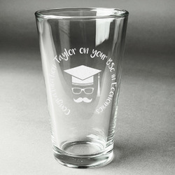 Hipster Graduate Pint Glass - Engraved (Personalized)