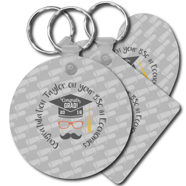 Custom Hipster Graduate Plastic Keychain (Personalized)