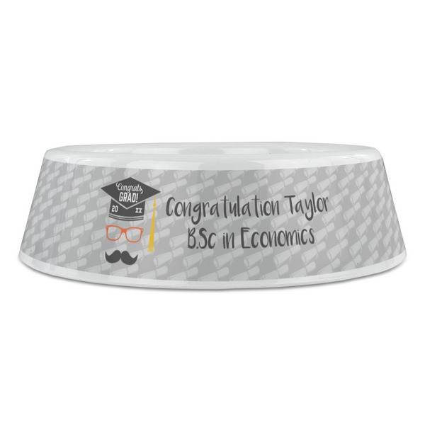 Hipster Graduate Plastic Pet Bowls - Large - FRONT