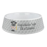 Hipster Graduate Plastic Dog Bowl - Large (Personalized)