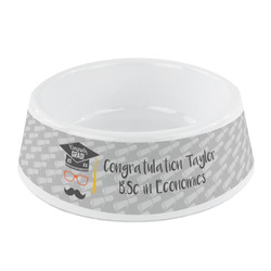 Hipster Graduate Plastic Dog Bowl - Small (Personalized)