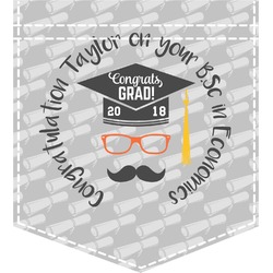 Hipster Graduate Iron On Faux Pocket (Personalized)