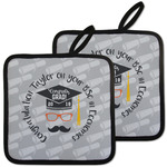 Hipster Graduate Pot Holders - Set of 2 w/ Name or Text