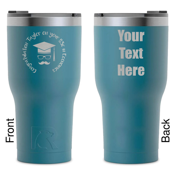 Custom Hipster Graduate RTIC Tumbler - Dark Teal - Laser Engraved - Double-Sided (Personalized)