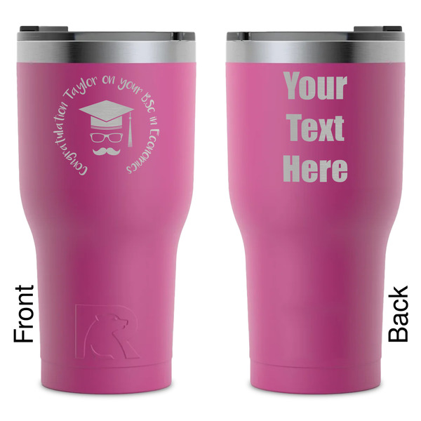 Custom Hipster Graduate RTIC Tumbler - Magenta - Laser Engraved - Double-Sided (Personalized)