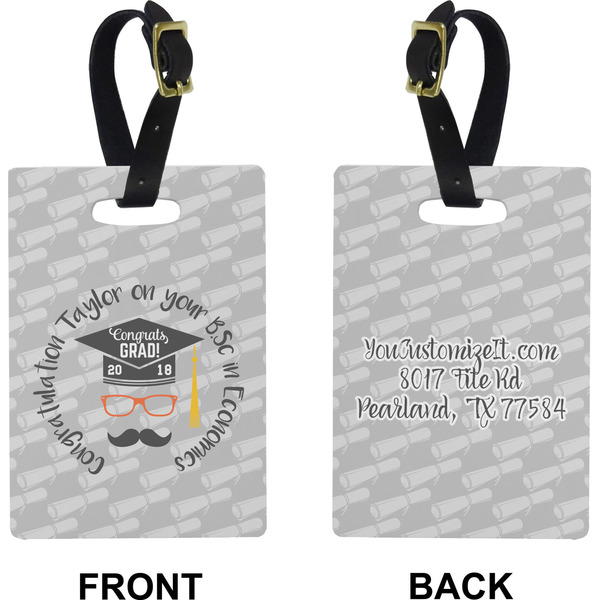 Hipster Graduate Rectangle Luggage Tag (Front + Back)