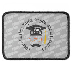 Hipster Graduate Iron On Rectangle Patch w/ Name or Text