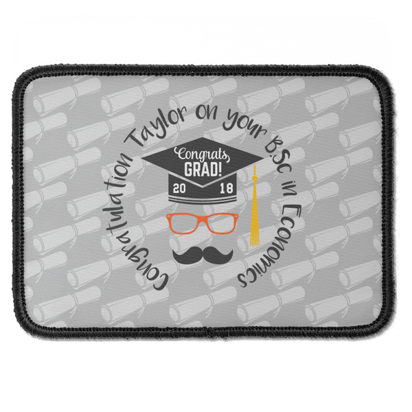 Custom Hipster Graduate Iron On Rectangle Patch w/ Name or Text