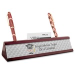 Hipster Graduate Red Mahogany Nameplate with Business Card Holder (Personalized)