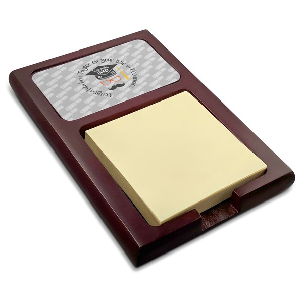 Custom Hipster Graduate Red Mahogany Sticky Note Holder (Personalized)