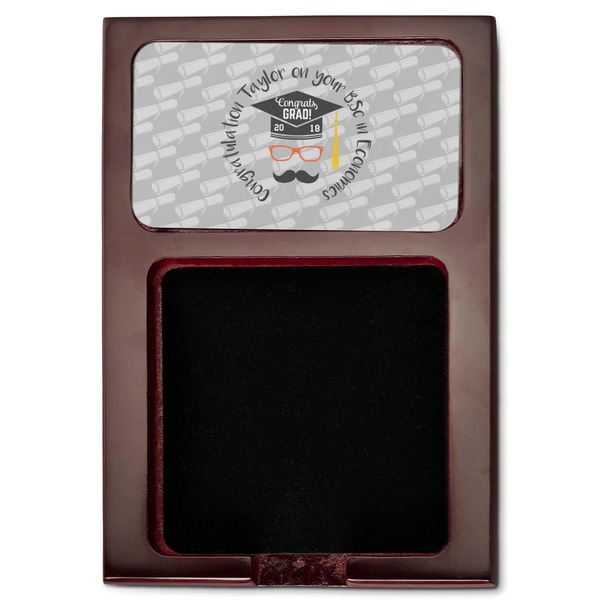 Hipster Graduate Red Mahogany Sticky Note Holder - Flat