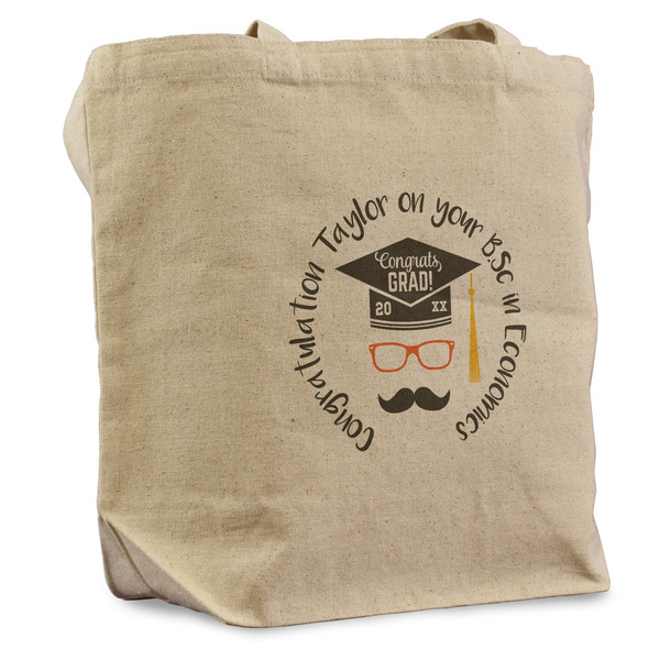 Custom Hipster Graduate Reusable Cotton Grocery Bag (Personalized)