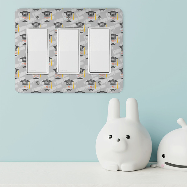 Hipster Graduate Rocker Light Switch Covers - Triple - IN CONTEXT