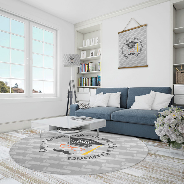 Hipster Graduate Round Area Rug - IN CONTEXT