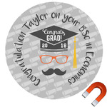 Hipster Graduate Round Car Magnet - 6" (Personalized)