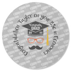 Hipster Graduate Round Rubber Backed Coaster (Personalized)