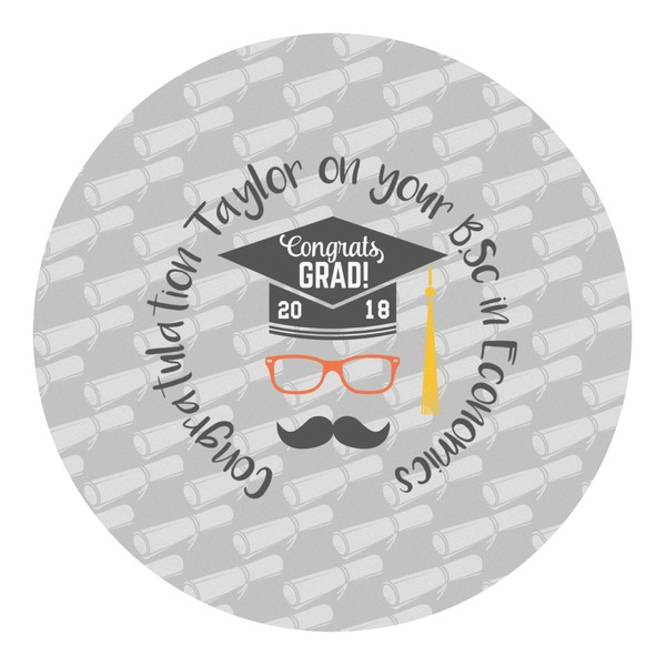 Custom Hipster Graduate Round Decal - Small (Personalized)