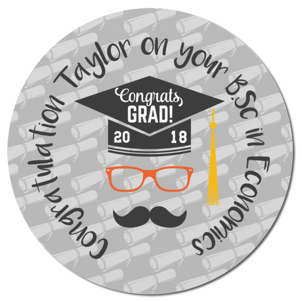 Hipster Graduate Round Fridge Magnet - FRONT
