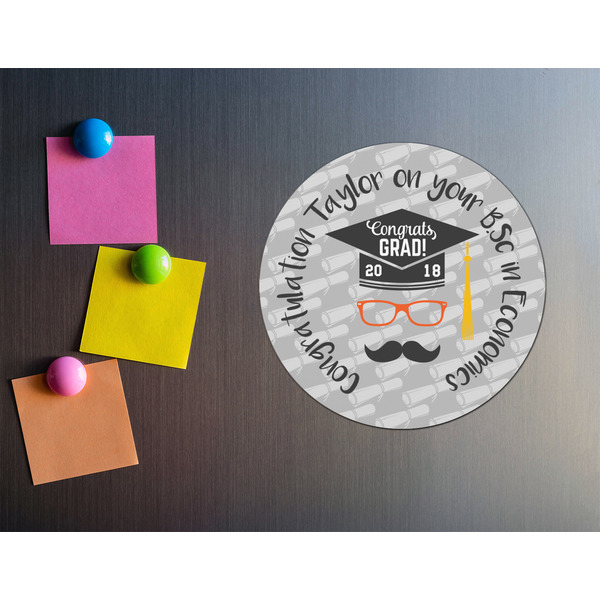 Hipster Graduate Round Fridge Magnet - LIFESTYLE