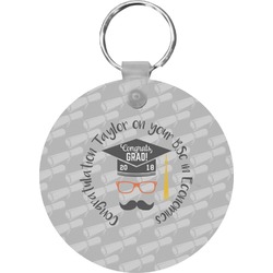 Hipster Graduate Round Plastic Keychain (Personalized)