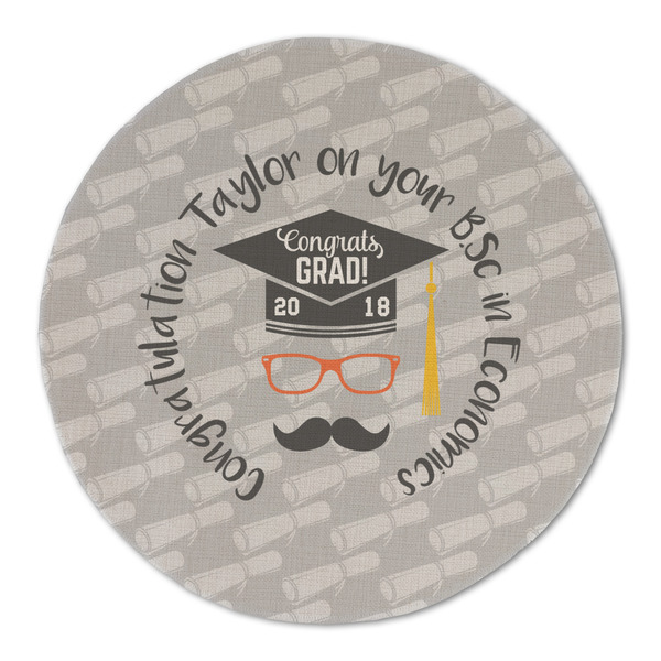 Custom Hipster Graduate Round Linen Placemat (Personalized)
