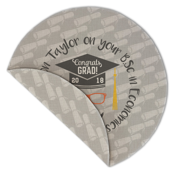 Hipster Graduate Round Linen Placemats - Front (folded corner double sided)