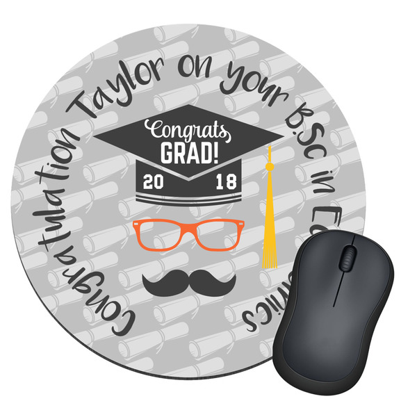 Custom Hipster Graduate Round Mouse Pad (Personalized)