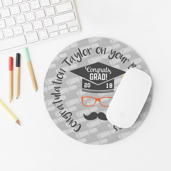 Hipster Graduate Round Mousepad - LIFESTYLE 2